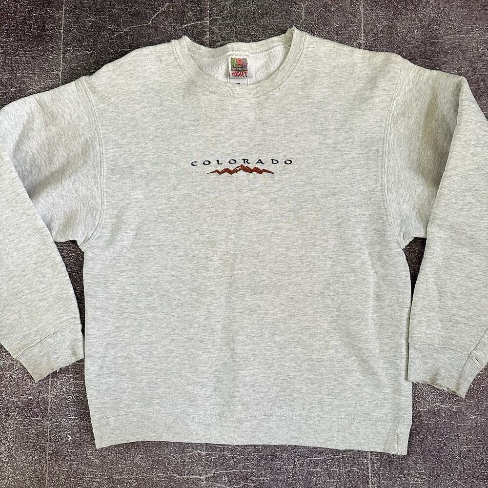 Men's Vintage 90s Colorado Rocky Mountains Heather Gray Crewneck Sweatshirt Sz M